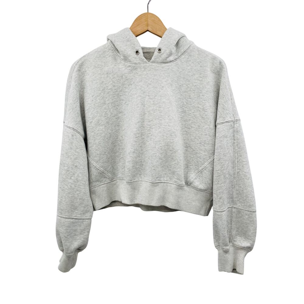 Abercrombie & Fitch light heather gray cropped hoodie